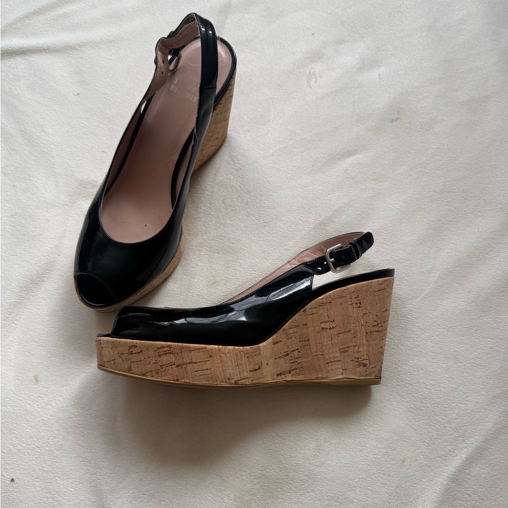 Stuart Weitzman Patent healed wedges